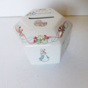 Wedgwood Peter Rabbit Christening (1992) savings bank hexagonal NIB